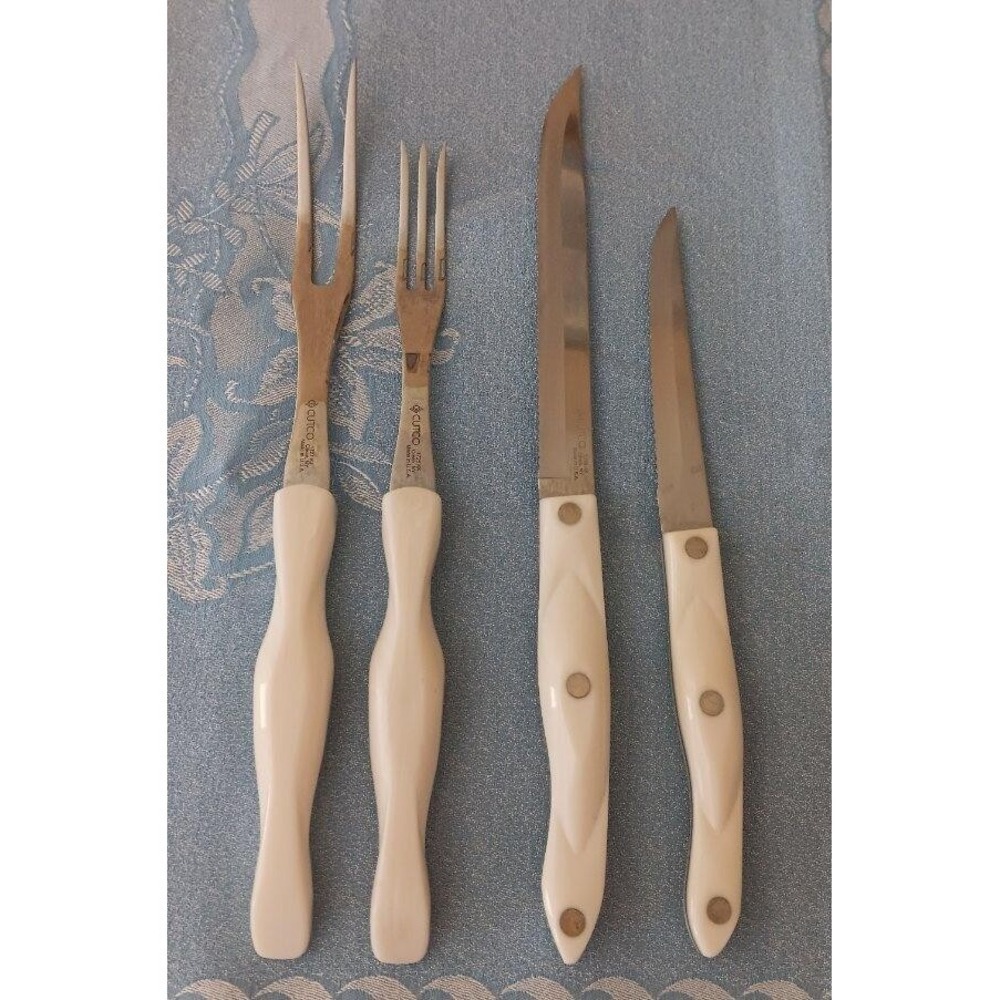 Lot of 4 Cutco Pearl White Carver Knives Forks #1721 1729 1726 1727 Knife